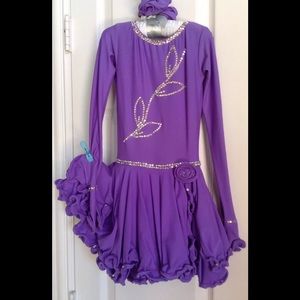 Girls Ballroom Latin Dance/ Figure Skating Dress Custom Made/W Swarovski Crystal